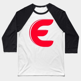 E - Letter A to Z Text Collection Red Colour Baseball T-Shirt